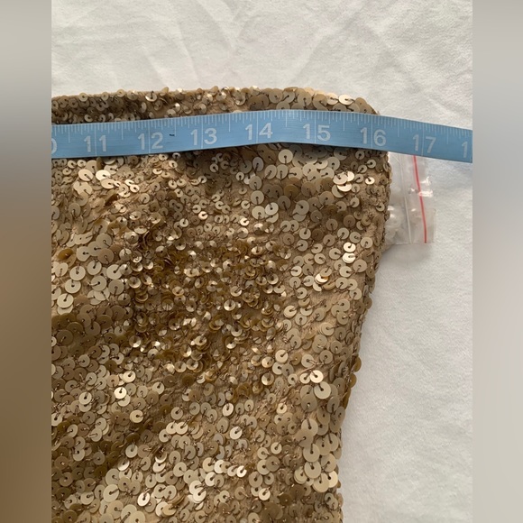 Strapless Embellished beaded Gold Sequin Evening Midi Dress Size 6 prom wedding - Picture 7 of 12